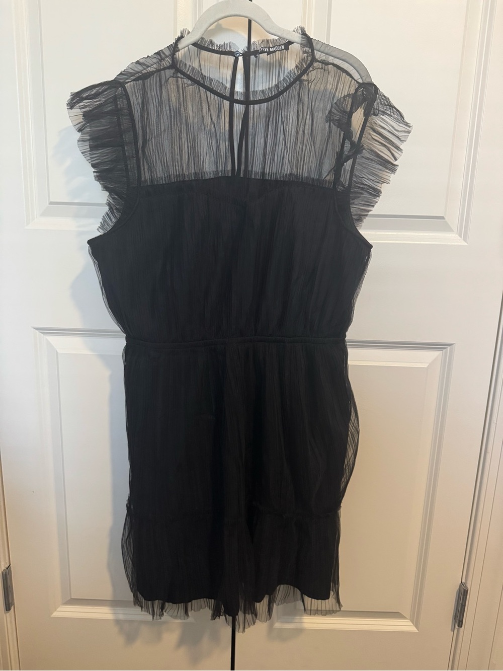 Steve Madden Black Sheer Ruffled Mini Dress